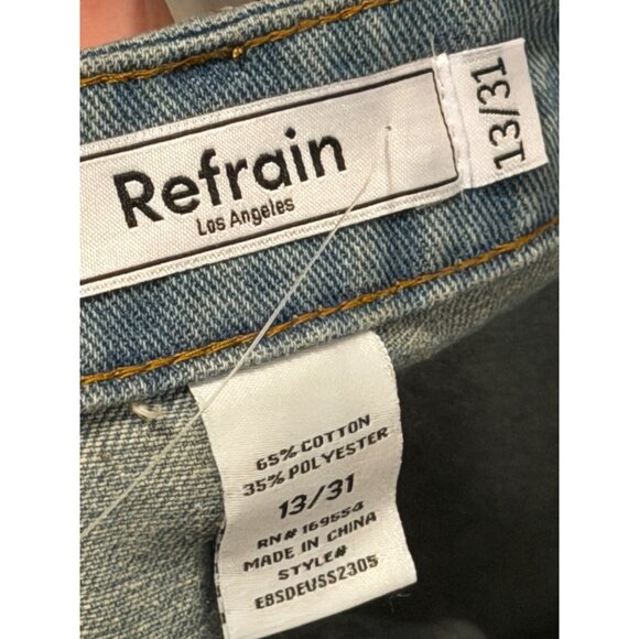 Refrain Vintage Indigo Denim Cargo Shorts Sz 31 With Authentic Rigid Weave - Picture 8 of 8